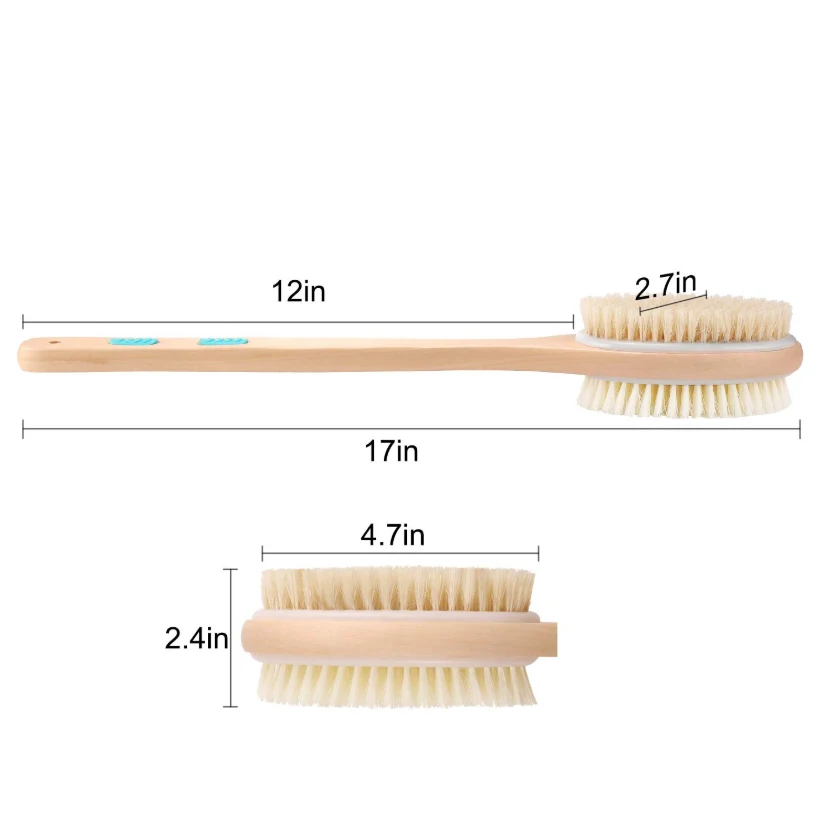 Щетка для душа treesmilе с длинной ручкой двухсторонняя мягкой и жесткой массажной