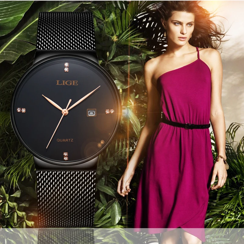 Часы женские кварцевые с ультратонким циферблатом модные водонепроницаемые