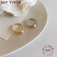 925 sterling silver rings for women pearl gold plated retro distressed opening handmade ring fashion fine jewelry