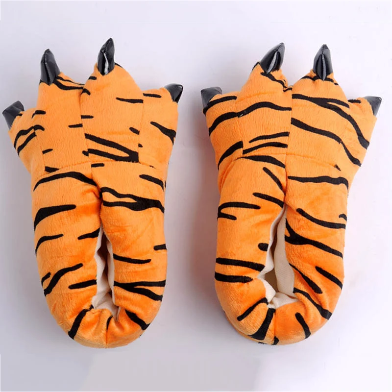 

1 Pair Women Indoor Sneakers Soft Plush Slippers Girls Cute Shoes Kids Cartoon Stitch Tiger Paw Winter Animal Claw Home Shoes