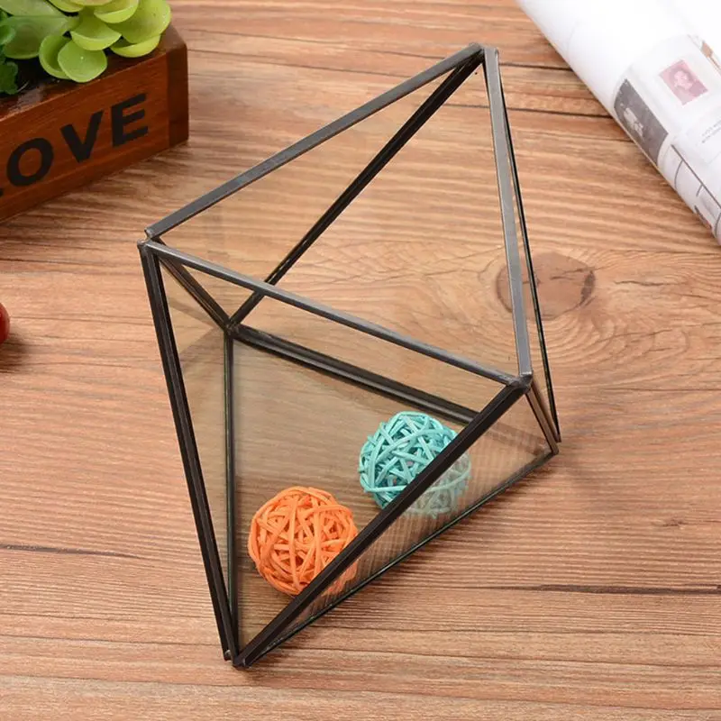 

Diamond Storage Box Glass Terrarium Design Jewelry Holder Clear Faceted Succulent Air Plant Planter Box Pot/Keepsake Display Bow