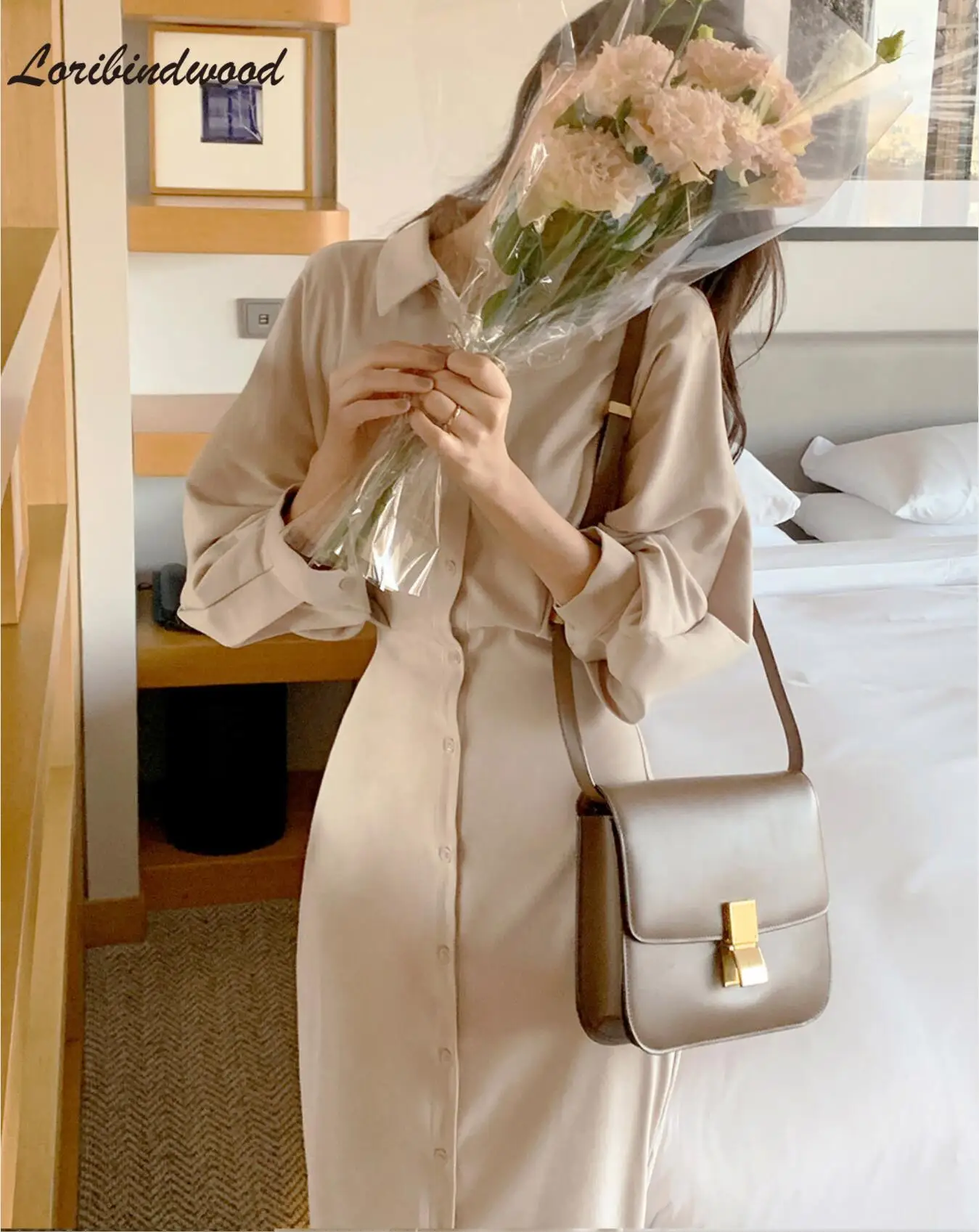 

Платье-рубашка женское летнее, с длинным рукавом, винтажное, на пуговицах