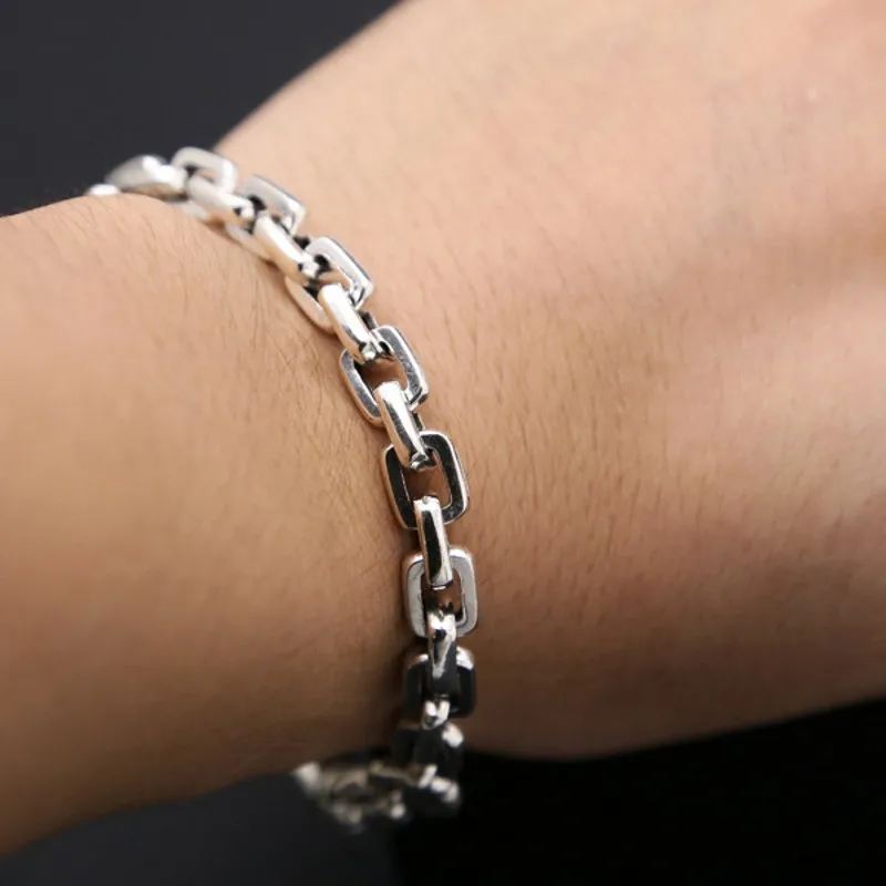 Мужской браслет BOCAI из серебра S925 пробы с пряжкой в стиле ретро и панк