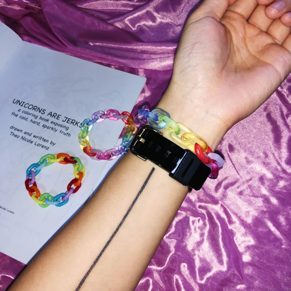 Новое поступление преувеличенный прозрачный акриловый Радужный Браслет