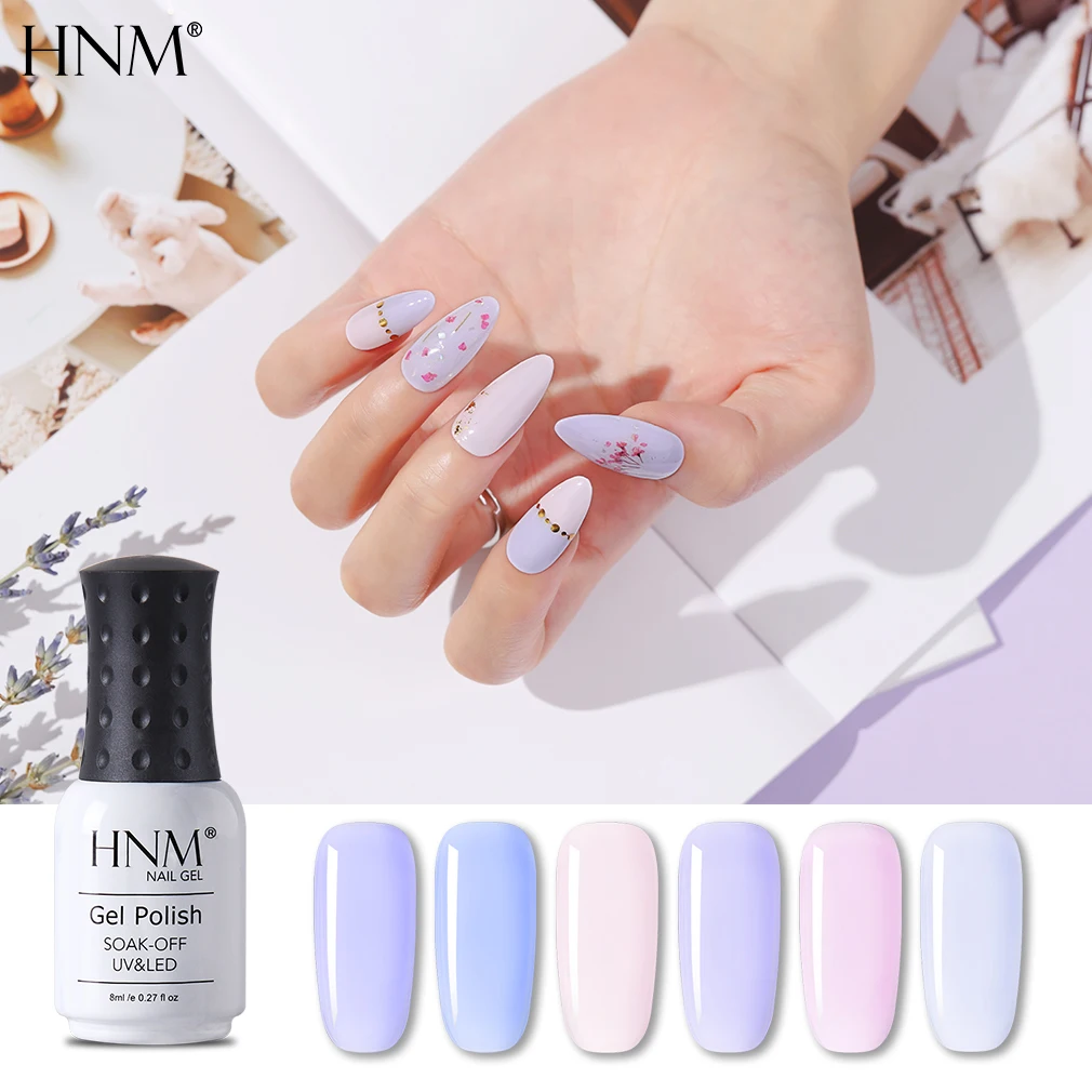 HNM Lavender Color UV Gel Nail Polish 8Ml Pure LED Lacquer Soak Off Long Lasting Varnish Enamel Light Purple | Красота и здоровье