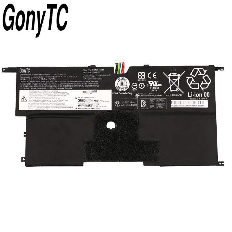 Аккумулятор GONYTC 15 2 в 50 Втч 3295 мАч 00HW003 SB10F46441 для ноутбука Lenovo ThinkPad X1 Carbon Gen3 2015 SB10F46440
