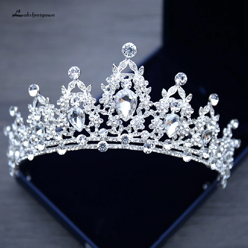 Lakshmidress Серебряная свадебная корона стразы тиара свадебные аксессуары для