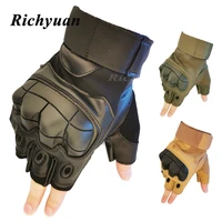 army mens motorcycle gloves tactical black military special forces cut leather motocross gloveshalf guantes motorbike