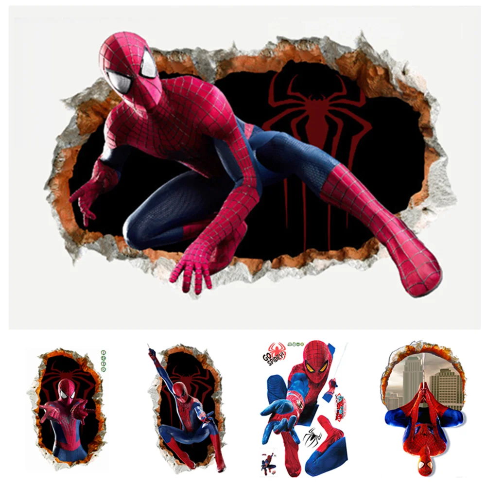 Человек паук мальчик дети наклейки на стену для детской комнаты спальня клей DIY