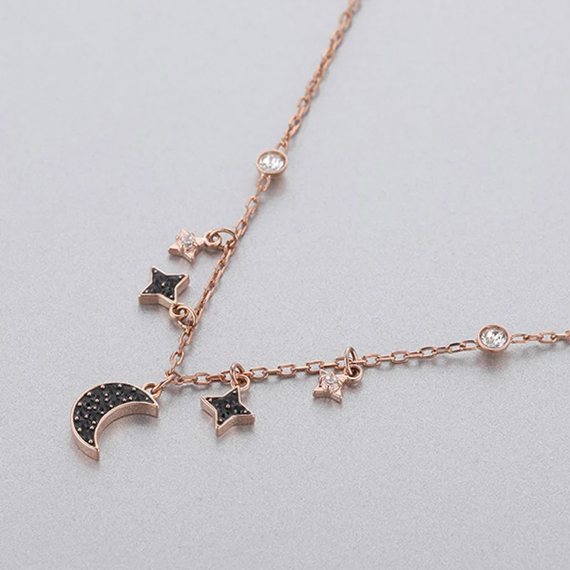 Fashion Charm Sterling Silver Original 1:1 Copy Mysterious Moon Stars Wild Clavicle Chain Necklace Female Luxury Jewelry Gifts | Украшения