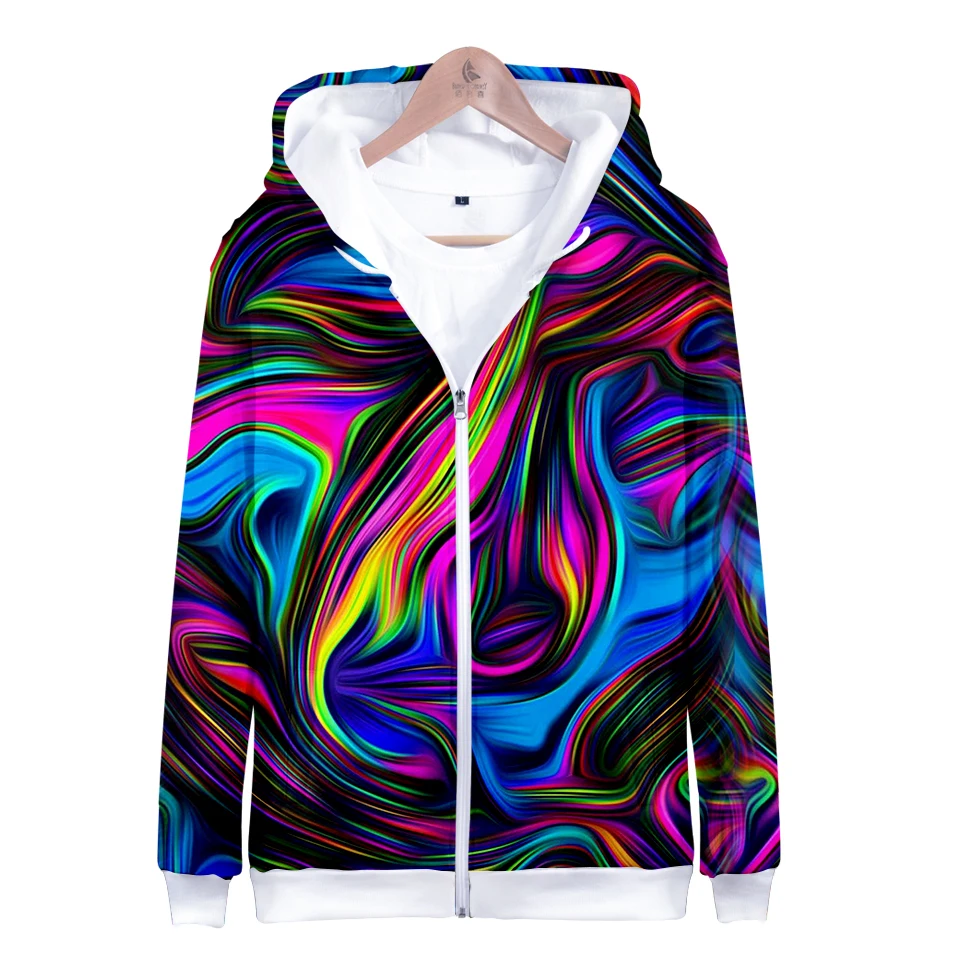 

Fashion Creative colorful psychedelic Tie Dye Flashbacks Zipper Hoodies 3D Print Sweatshirts Long Sleeve Boys/girls Jacket Coat