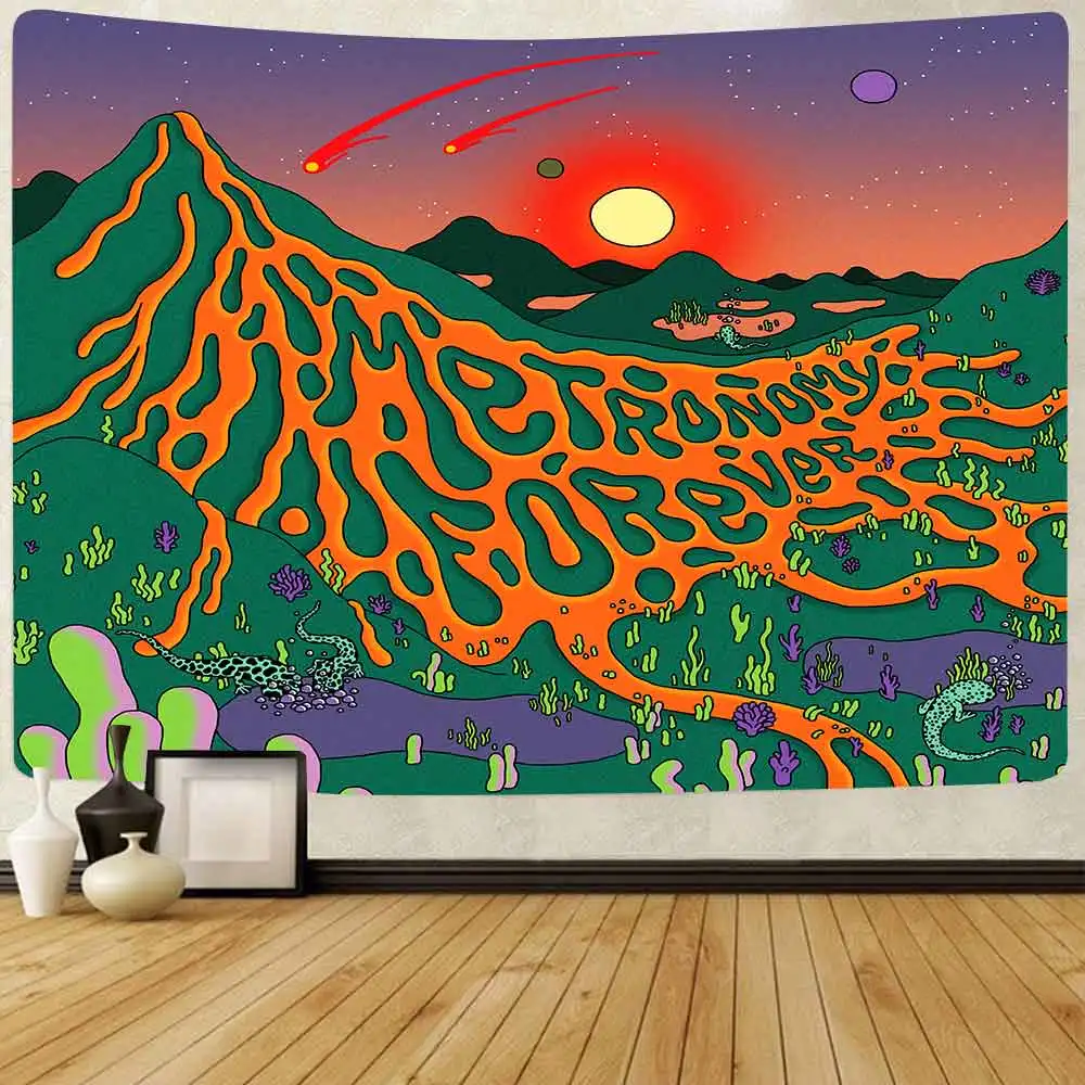 

Simsant Trippy Mountain Tapestry Hippie Psychedelic Mushroom Sunset Wall Hanging Tapestries for Living Room Bedroom Home Decor