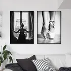Плакаты с черно-белым окошком для девушки балерины печать балерины Картина на холсте Настенная картина для Гостиной картины