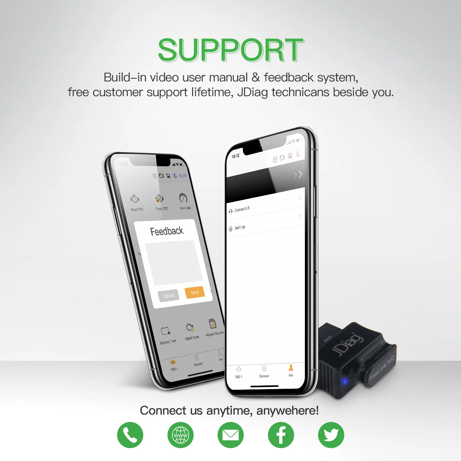 Сканер JDiag FASLINK M2 Echo ELM327 Bluetooth 4 0 профессиональные диагностические инструменты elm327