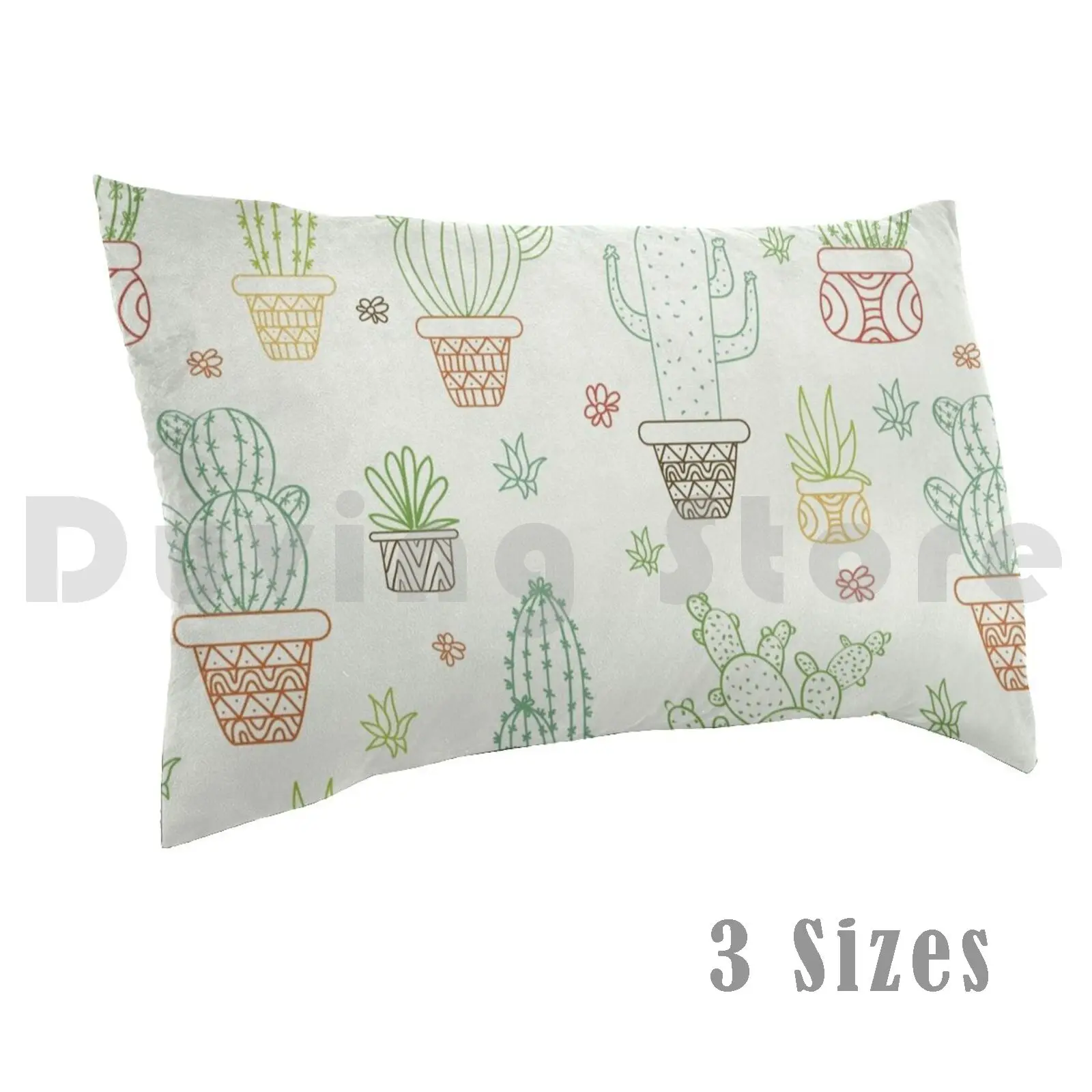 

Многоразовый тканевый чехол-наволочка с рисунком кактуса суккулентов 50x75