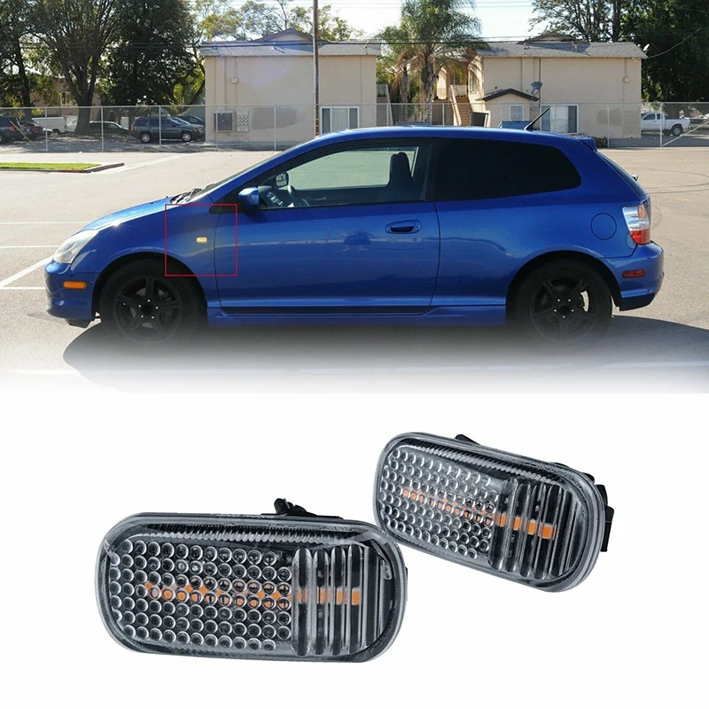 

NEW-2Pcs Car Lens LED Side Marker Turn Signal Indicator Light for Honda Civic Accord Acura RSX 34301-S5A-013