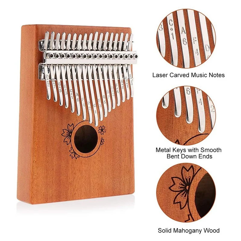 

Alnicov Kalimba Thumb Piano 17 Keys,Mbira Finger Piano African Instrument with Tuning Hammer,for Kids Adult Beginners