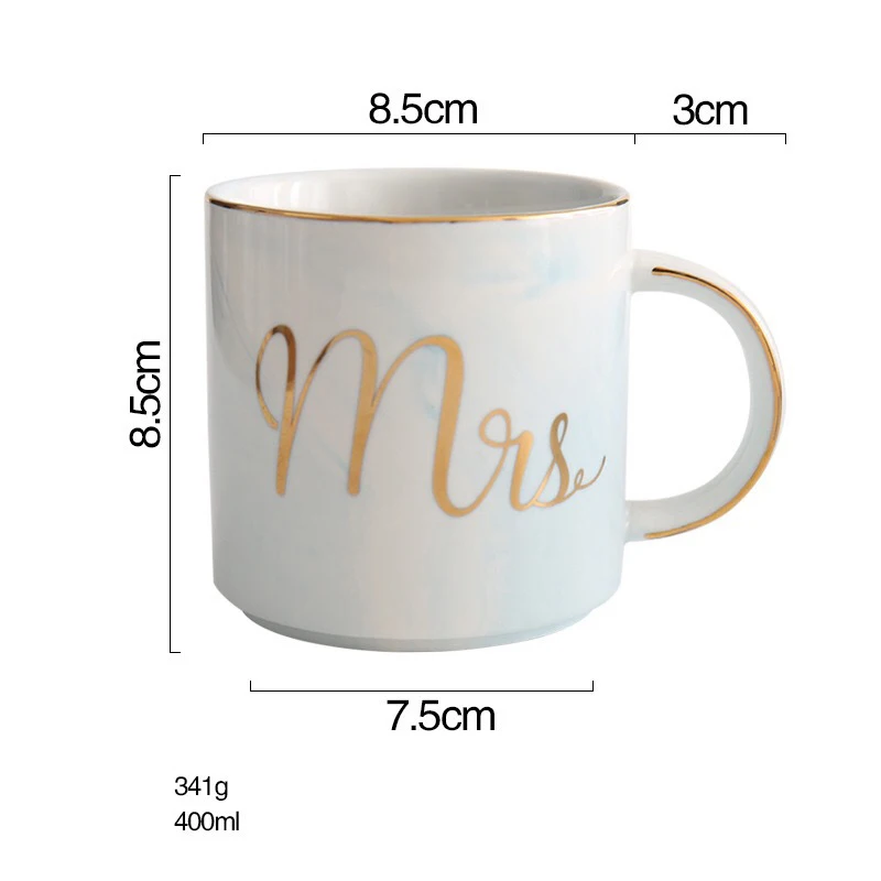 400 мл мраморные керамические кофейные кружки с золотой монограммой чашки Mr и Mrs