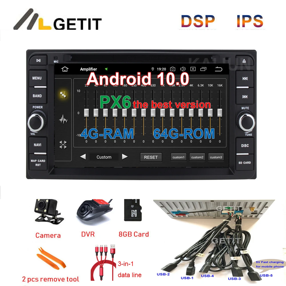 5 USB DSP Android 10 автомобильный DVD универсальный стерео для Corolla Vitz Echo COROLLA EX VIOS HILUX Terios