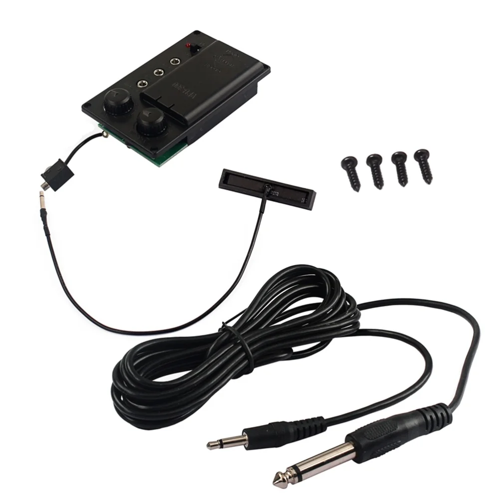 

1 Set Violin Equalizer Mute Preamp Pickup EQ with Piezo Electric Violin Accessory DIY with Plug Hole Output Cable