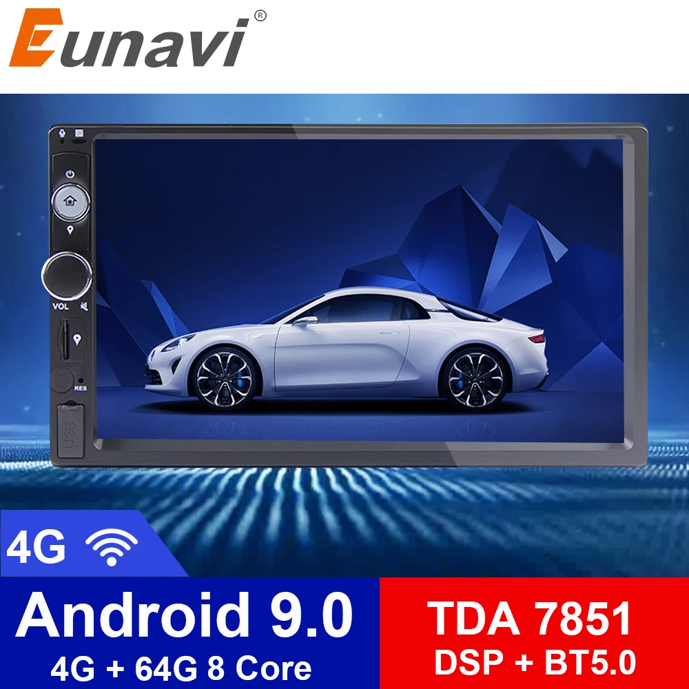Eunavi 2 Din 7 ''Восьмиядерный Универсальный Android 9 0 4G RAM автомобильное радио ПК