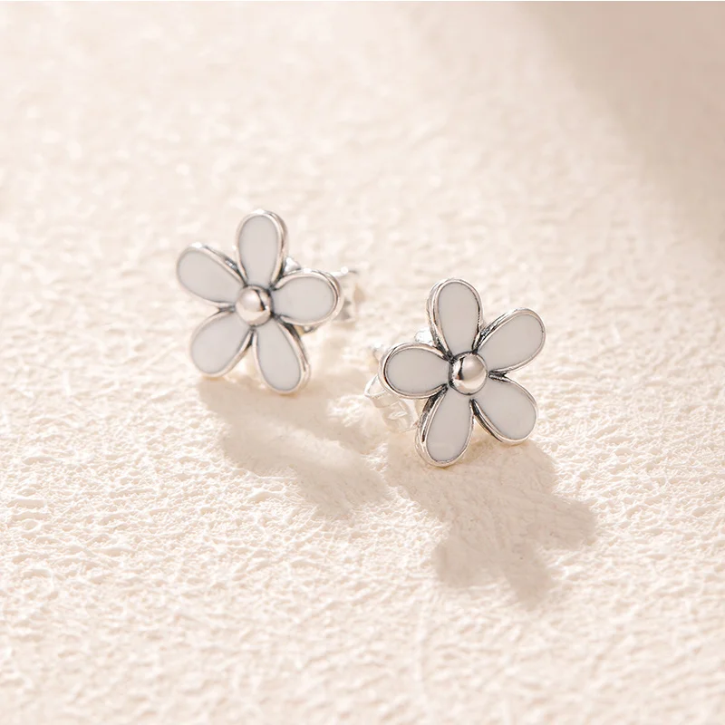 

Original S925 Sterling Silver Pan Earring Creative Love Daisy Earrings For Women Wedding Gift Fashion Jewelry