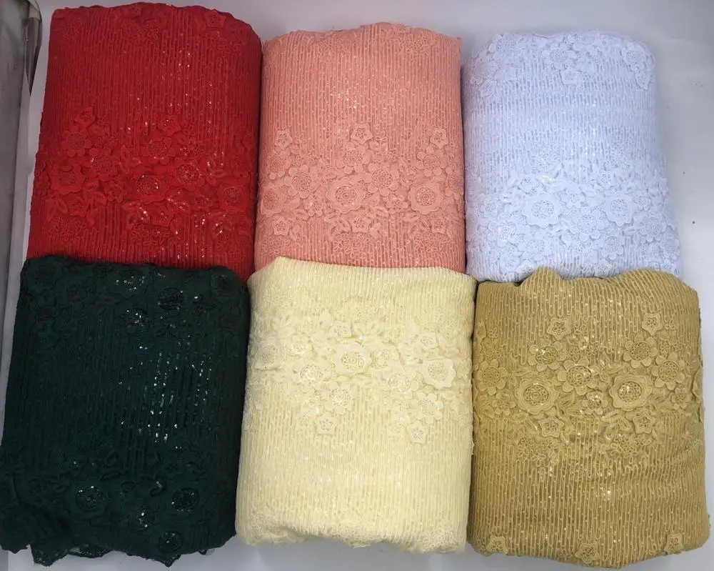 

Madison Nigerian Lace Fabric 2020 Latest High Quality Gold Sequins Lace Fabric Embroidered Tulle African Lace Fabric