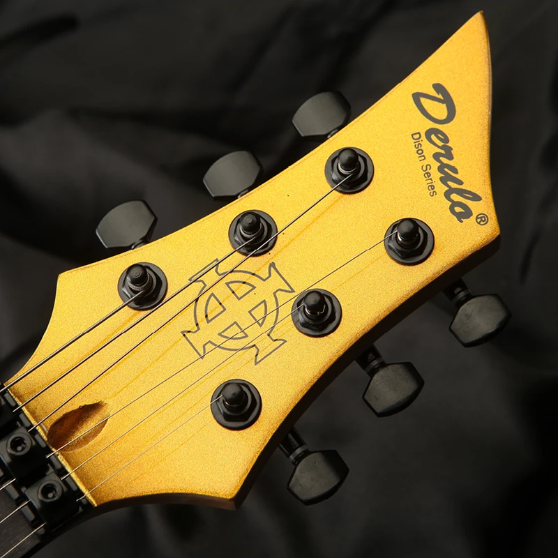 Деруло - Электрогитара высокого качества, пламенная форма, OEM-модель, матово-черного цвета, желтая, красная, синяя, заводская цена.