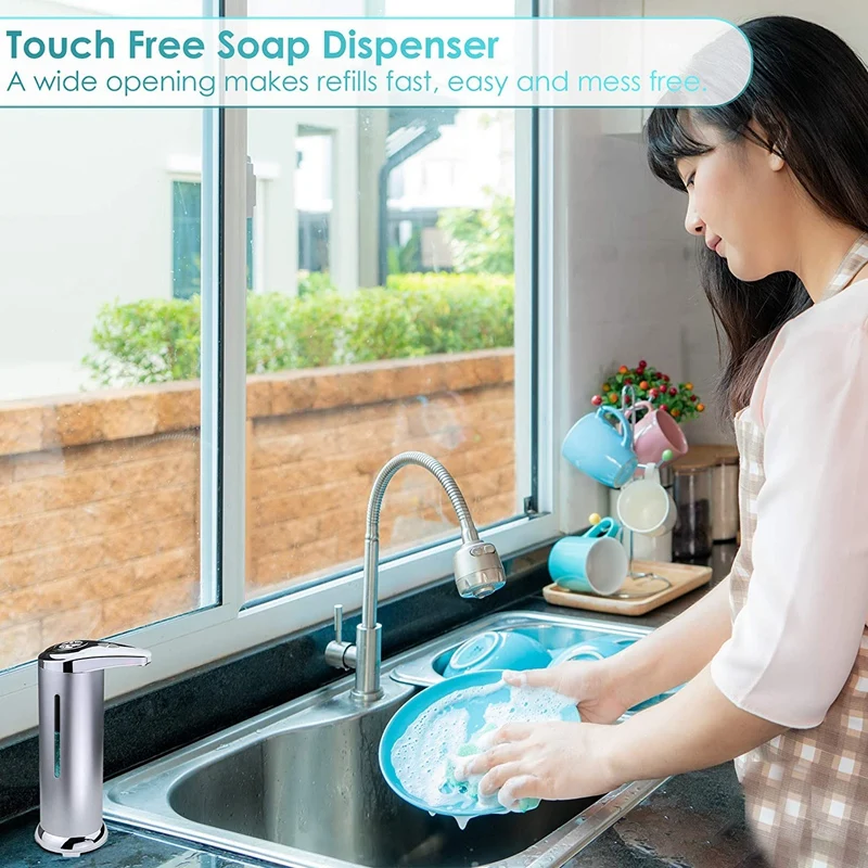 

280ml Stainless Steel Automatic Soap Dispenser Smart Infra-red motion sensor Touchless Bathroom / Kitchen Soap Liquid Dispenser