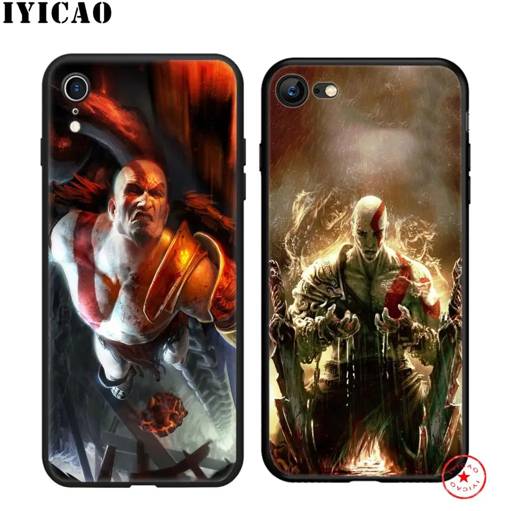 Мягкий силиконовый чехол IYICAO god of war черного цвета для iPhone 11 Pro Xr Xs Max X или 10 8 7 6 6S Plus 5