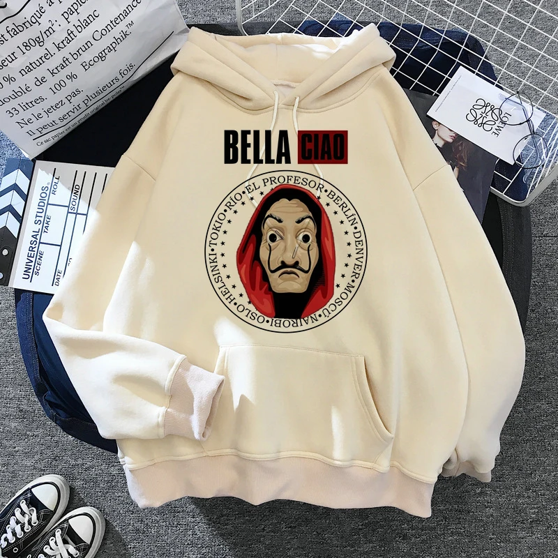 Funny Cartoon La Casa De Papel Streetwear Hoodie Male 90s Money Heist Hoodies The House of Paper Bella Ciao Sweatshirt Unisex