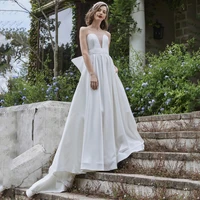 eightree 2021 satin wedding dresses strapless a line sleeveless bridal gowns princess custom made simple white wedding gown
