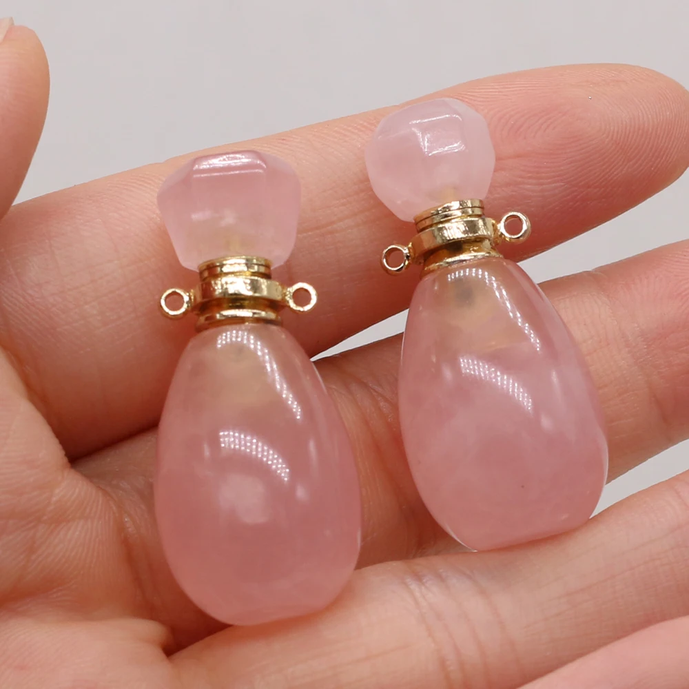 

Natural Stone Semi-precious Stone Powder Crystal Perfume Bottle Pendant for Making DIY Necklace Accessories Size 17x35mm