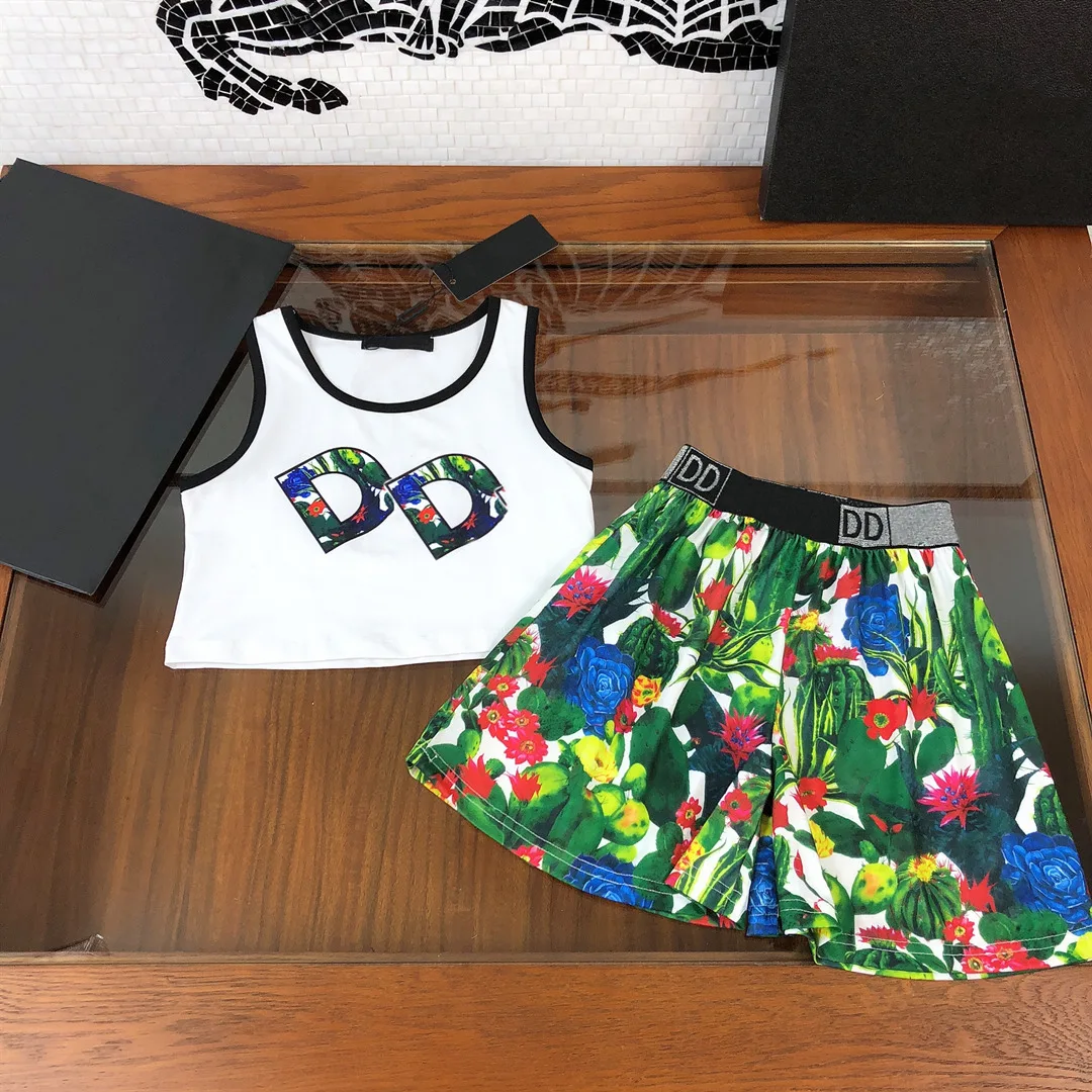 

Girl Sets Summer New 2021 Short Sleeve Vest T-Shirt Baby Girl Baby Kids Brand Clothes Short Skirt Skirt Suit 2-Piece Set 2Y-12Y