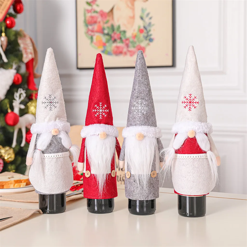 Рождественская шапка кукла без лица набор для винных бутылок чехол