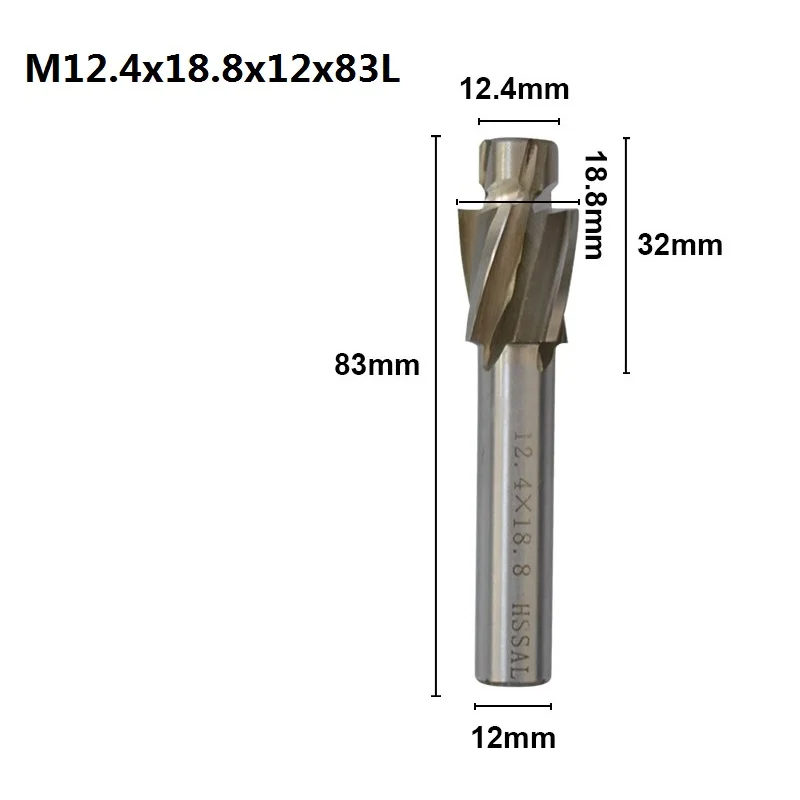 M12.4x18.8x12x83 XCAN 1 шт. 4 Флейта HSS Цековка торцевой фрезы M3.2-M16.5 пилота долбежный инструмент фреза для дерева/металла сверления Зенковка - Длина режущей кромки: M12.4x18.8x12x83