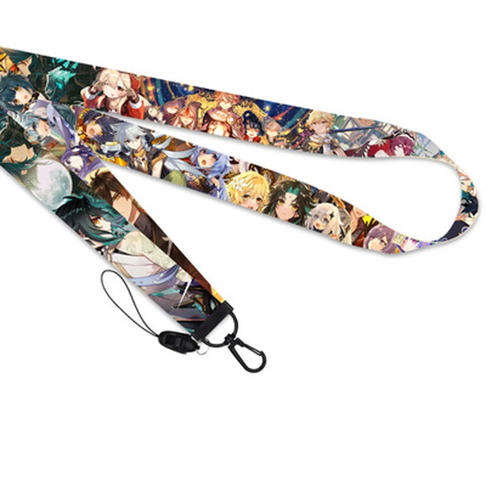 game genshin impact keychain anime accessories neck strap phone chain work id card bag lanyard cartoon women jewelry men gift free global shipping