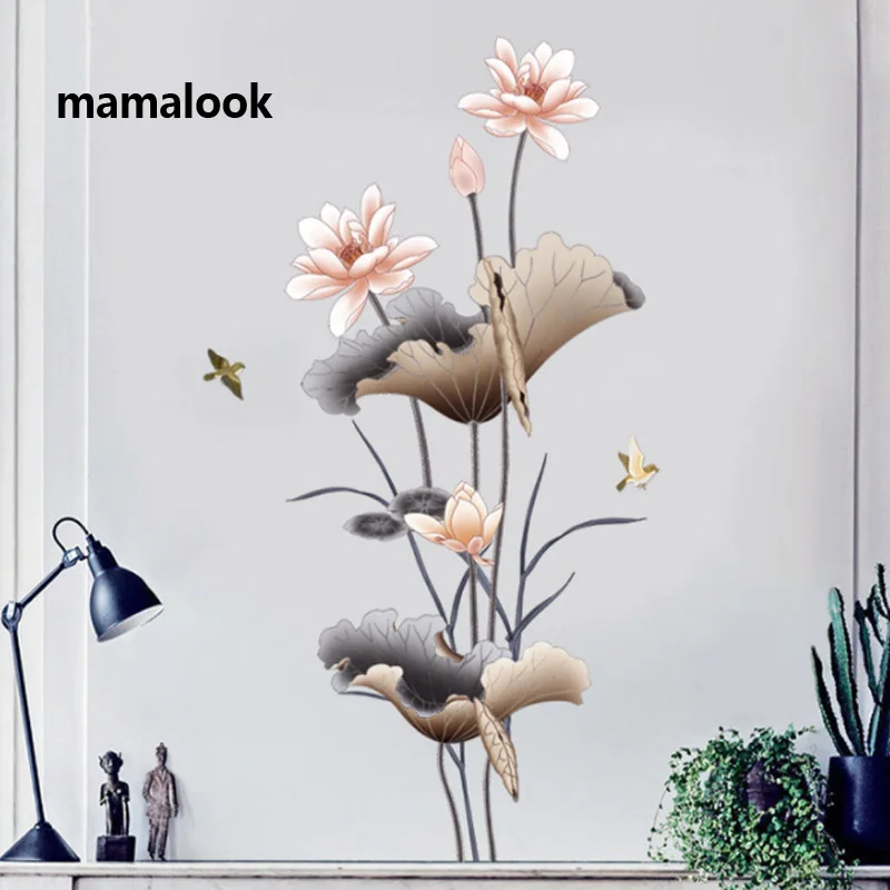 3D эффект настенные наклейки в виде лотоса большие декоративные Гостиная