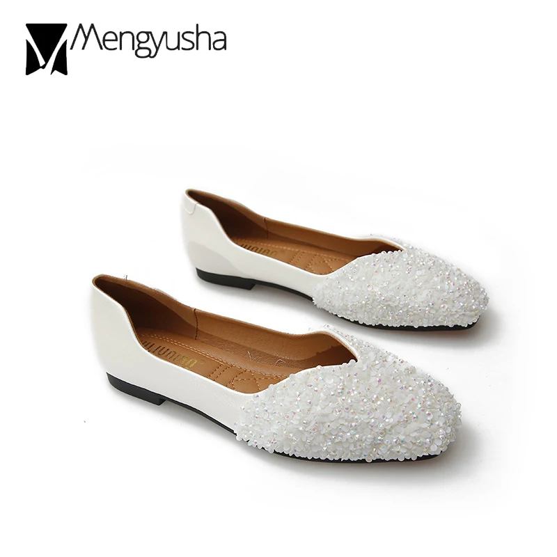  Туфли со стразами Женские туфли на плоской подошве без шнуровки лоферы с