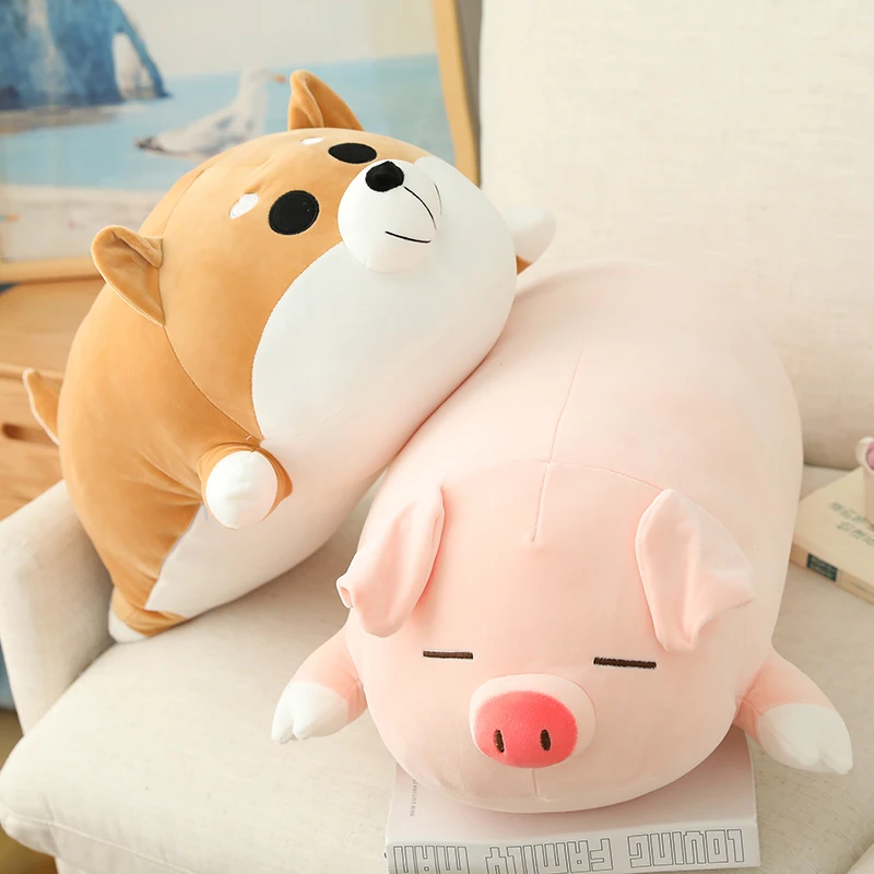 

50/70/90cm Cute Dog Pig Plush Toys Soft Shiba Inu & Husky Dog Plush Pillow for Children Cartoon Baby Doll Sofa Cushion