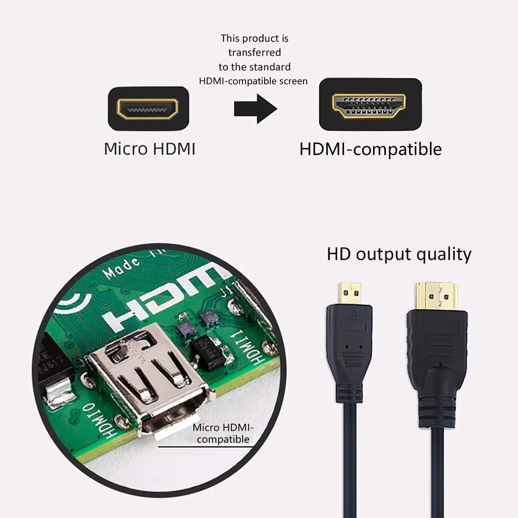 4K 1 5 м черный Micro HDMI совместимый с кабель для Raspberry Pi 4 Модель B адаптер