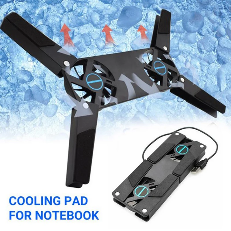 

Laptop Desk Support Dual Cooling Fan Notebook Computer Stand Foldable USB Rack Holder Black New