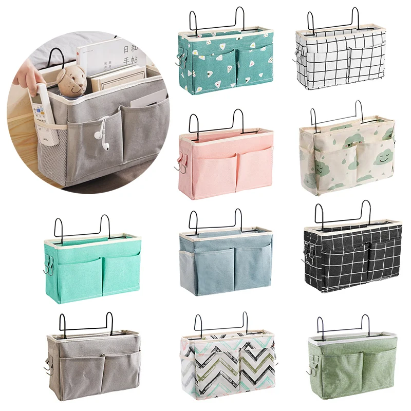 

Bedside Hanging Organizer Pocket Storage Bag Wardrobe Organizer Canvas Bedroom
