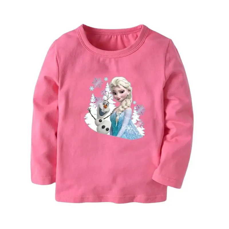 Топы для девочек Disney Frozen Elsa хлопковые свитшоты с длинными рукавами детские