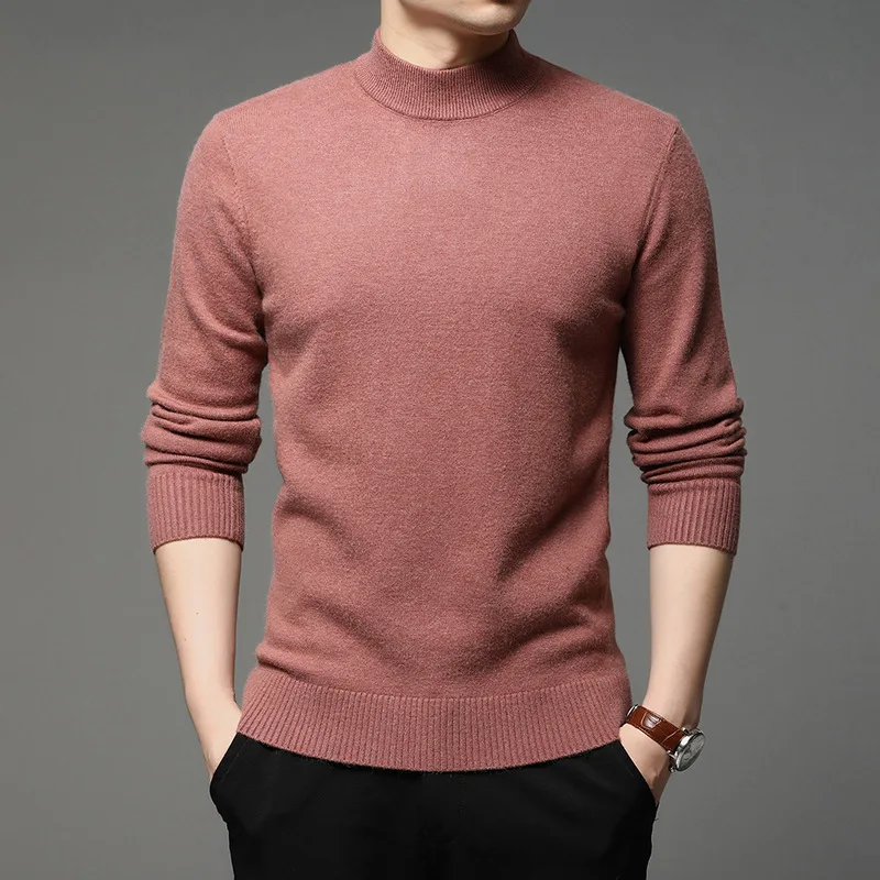 

2021 Spring Autumn Winter New-coming Sweater Men Tops Turtleneck Pullover Fashion Solid Color Thick and Warm Bottoming Shirt
