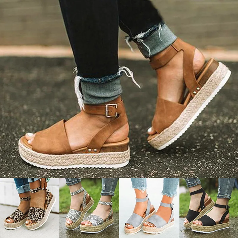 

Women Sandals Retro Summer 2021 Wedge Shoes Ethnic Print Fashion Casual Lace-Up Women Shoes Beach Ladies Sandalias
