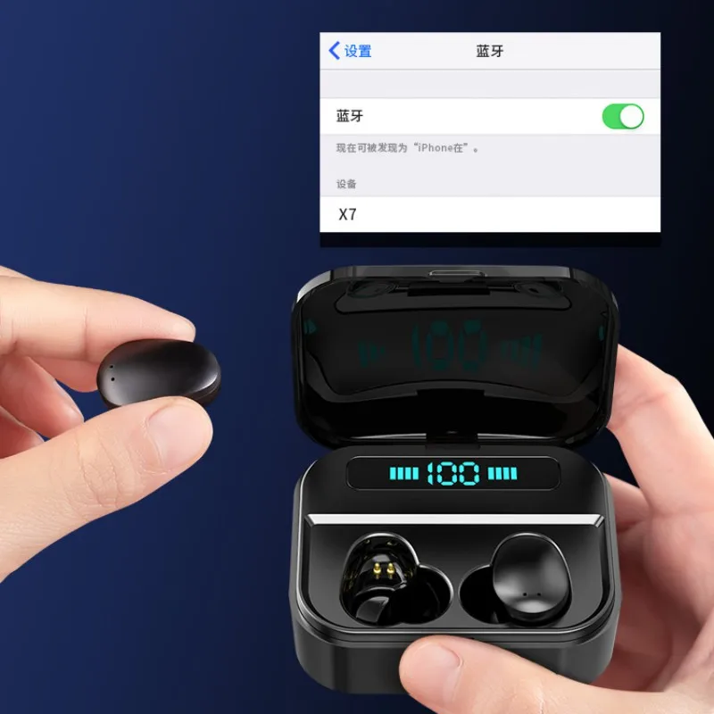 TWS Bluetooth наушники со светодиодный дисплеем настоящие беспроводные наушники мини водонепроницаемые наушники с аккумулятором 3600 мАч