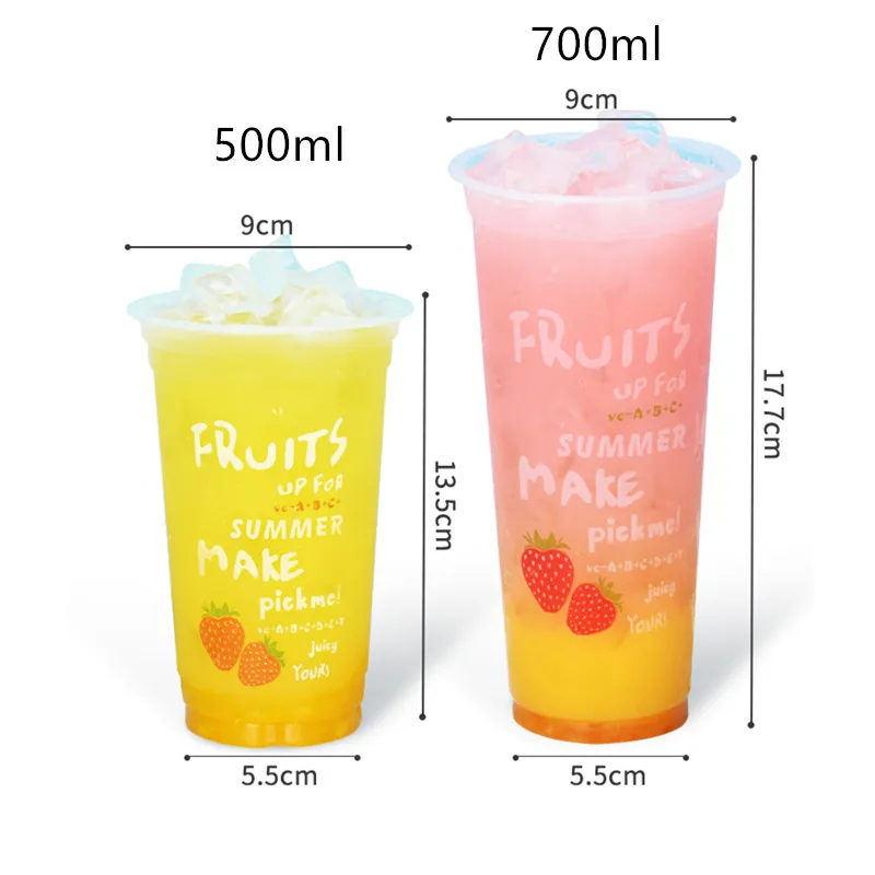 

50pcs Transparent creative disposable juice cup 500ml 700ml cold drink packaging cup party birthday favor beverage plastic cup