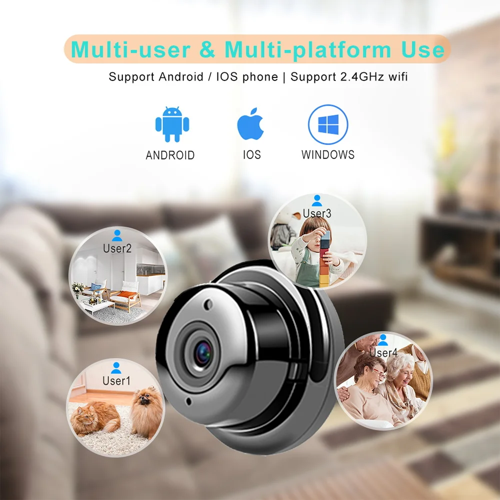 

Mini IP Camera Wifi 1080P Two Way Audio HD Infrared Night Vision Motion Detect Storage Wireless Small Smart Home Security Camera