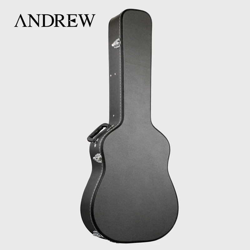 Andrew folkie коробка стандартный 41-дюймовые Классическая кожаная черная folkie Гитары коробка